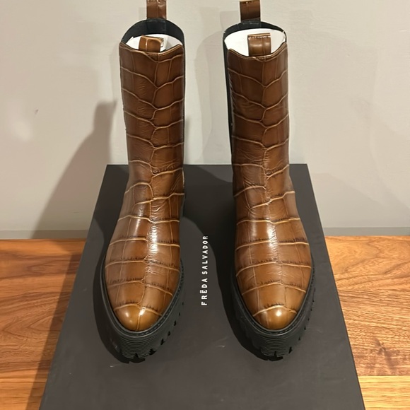 Freda Salvador Shoes - Freda Salvador ELI MID-CALF BOOT - 8 / Mocha Embossed Croc